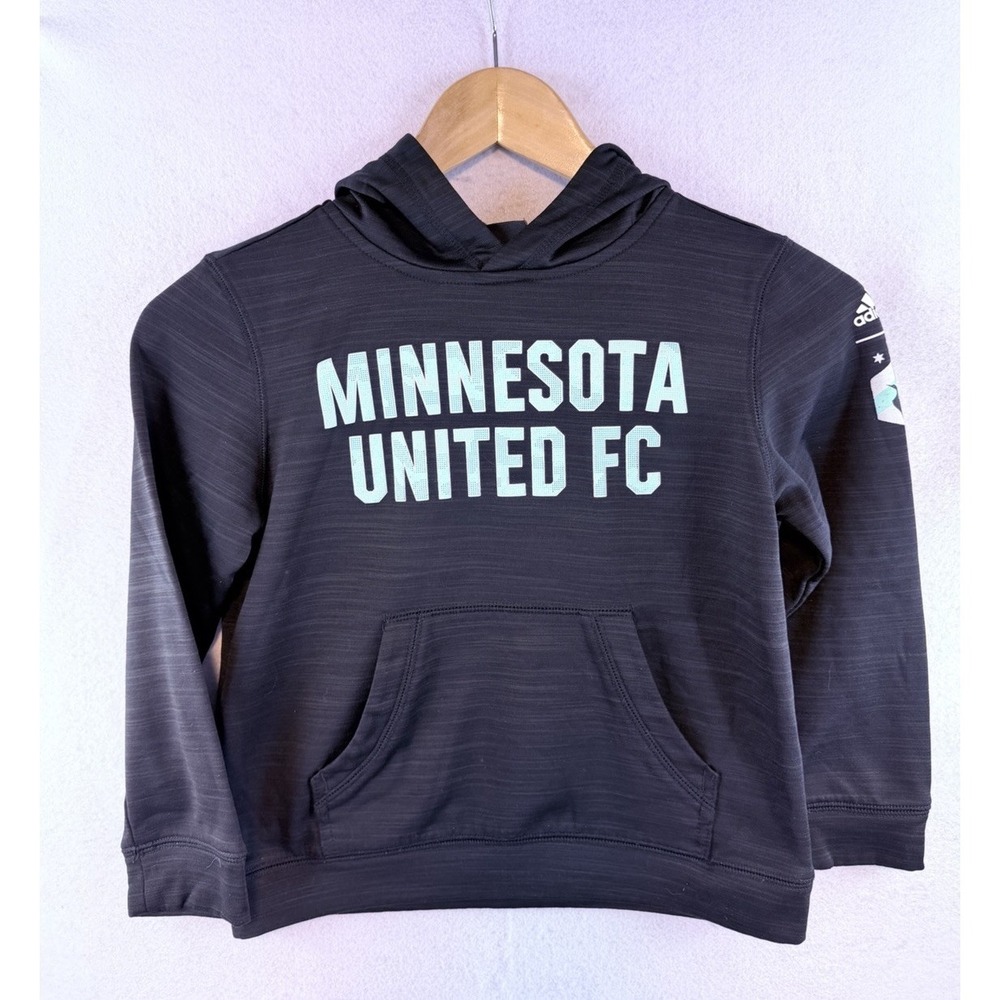 Adidas Minnesota United FC Hoodie Kids Size 7 Black MLS Soccer Pullover MNUFC